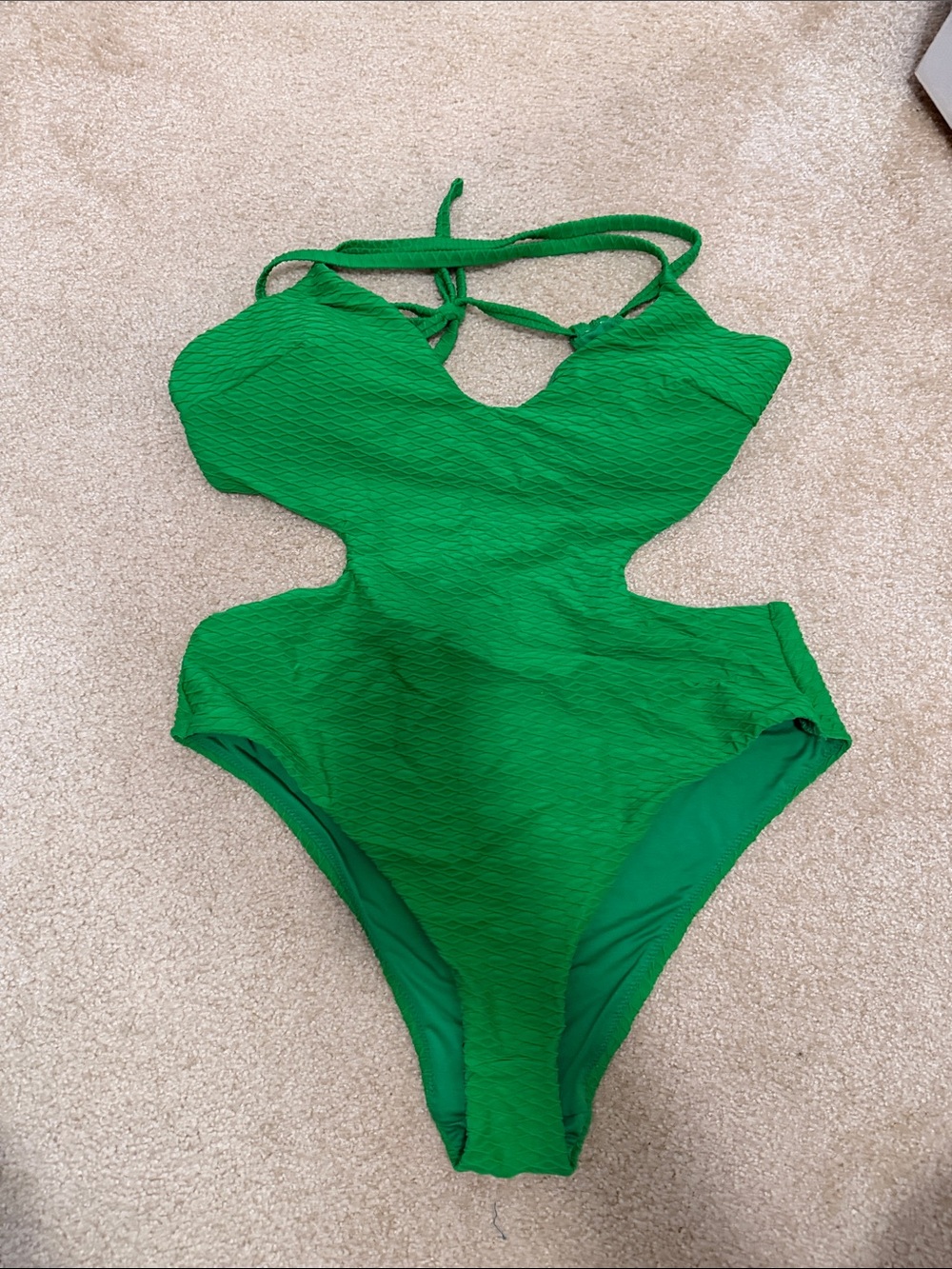 Victoria's Secret Green Textured Cutout One-Piece
